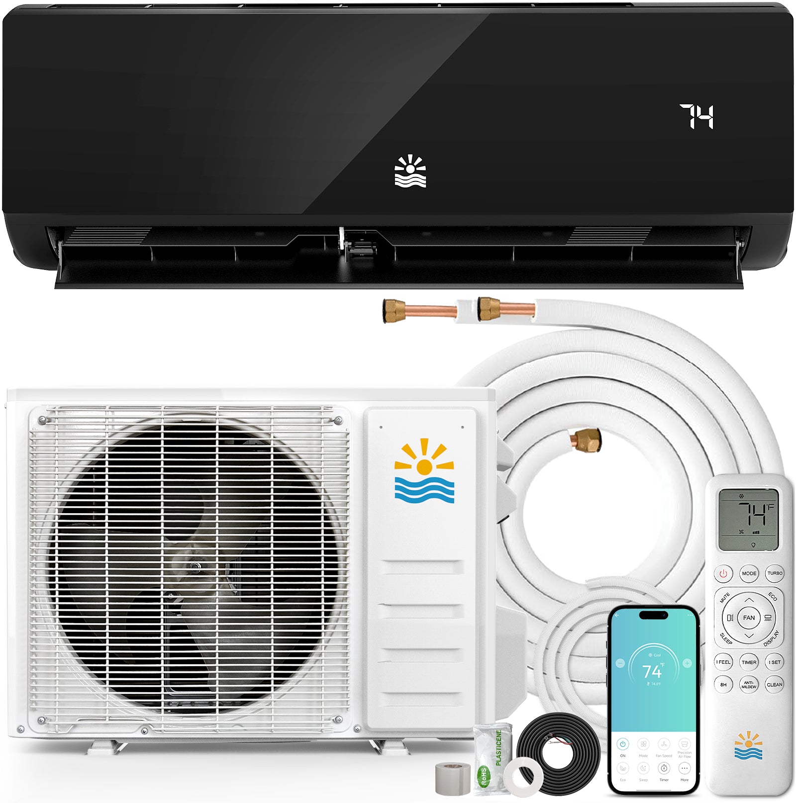 Oylus OAS-01 12,000 BTU Wall-Mounted Split AC | 115V, SEER 20 | Black