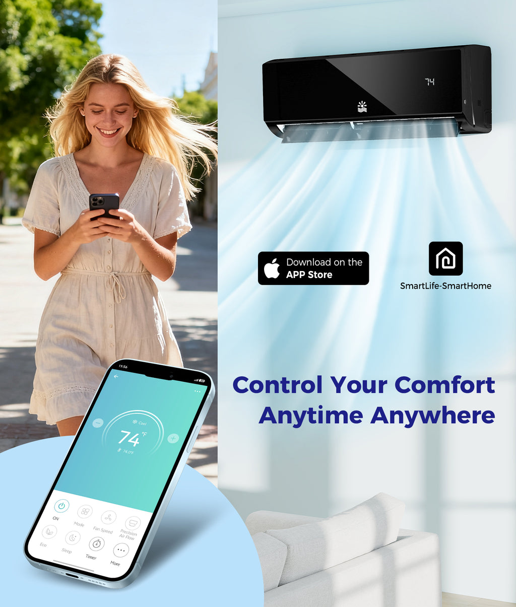 Oylus OAS-01 12,000 BTU Wall-Mounted Split AC | 115V, SEER 20 | Black